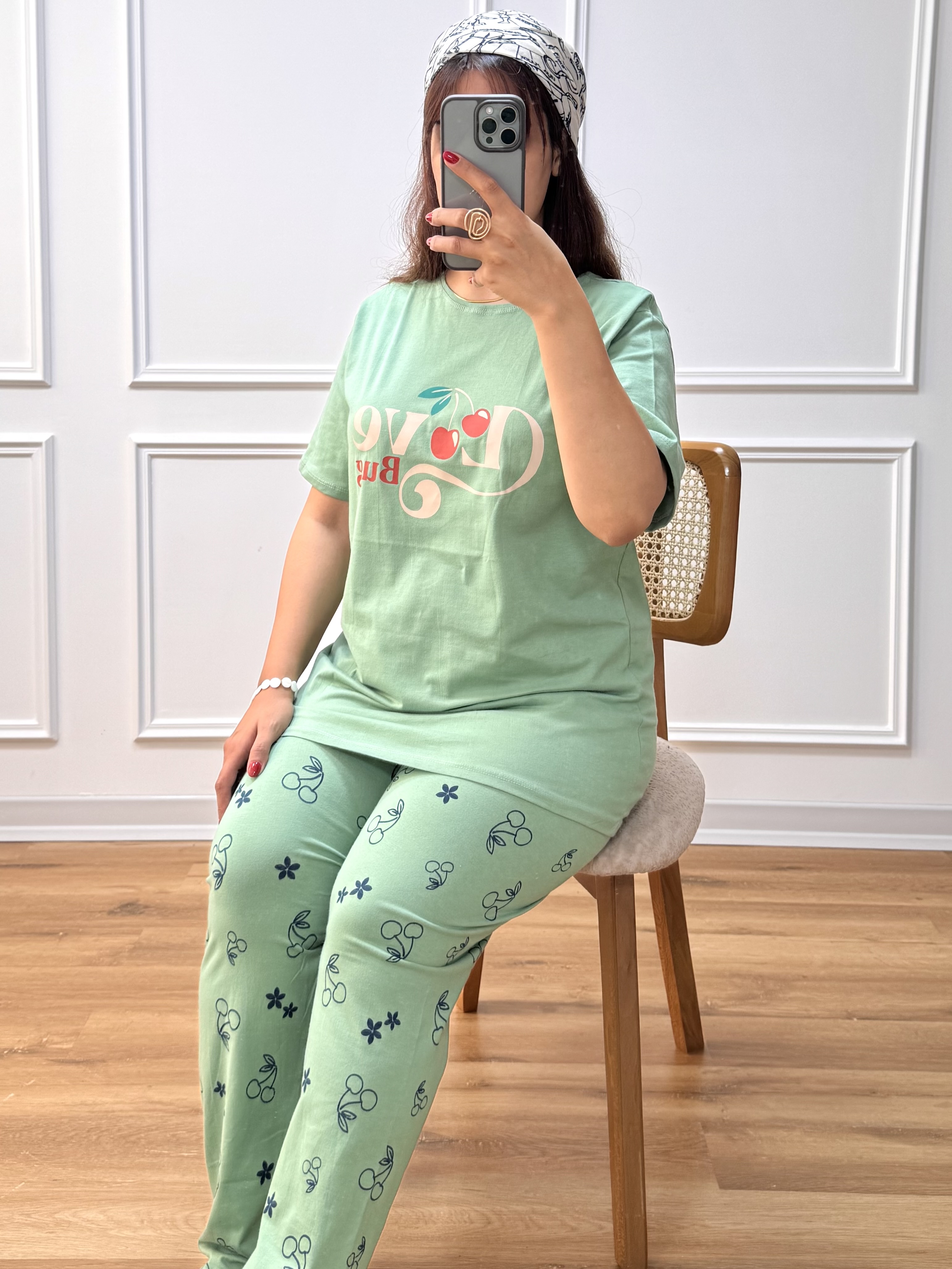 ست تیشرت شلوار سایزبزرگ( گیلاس)