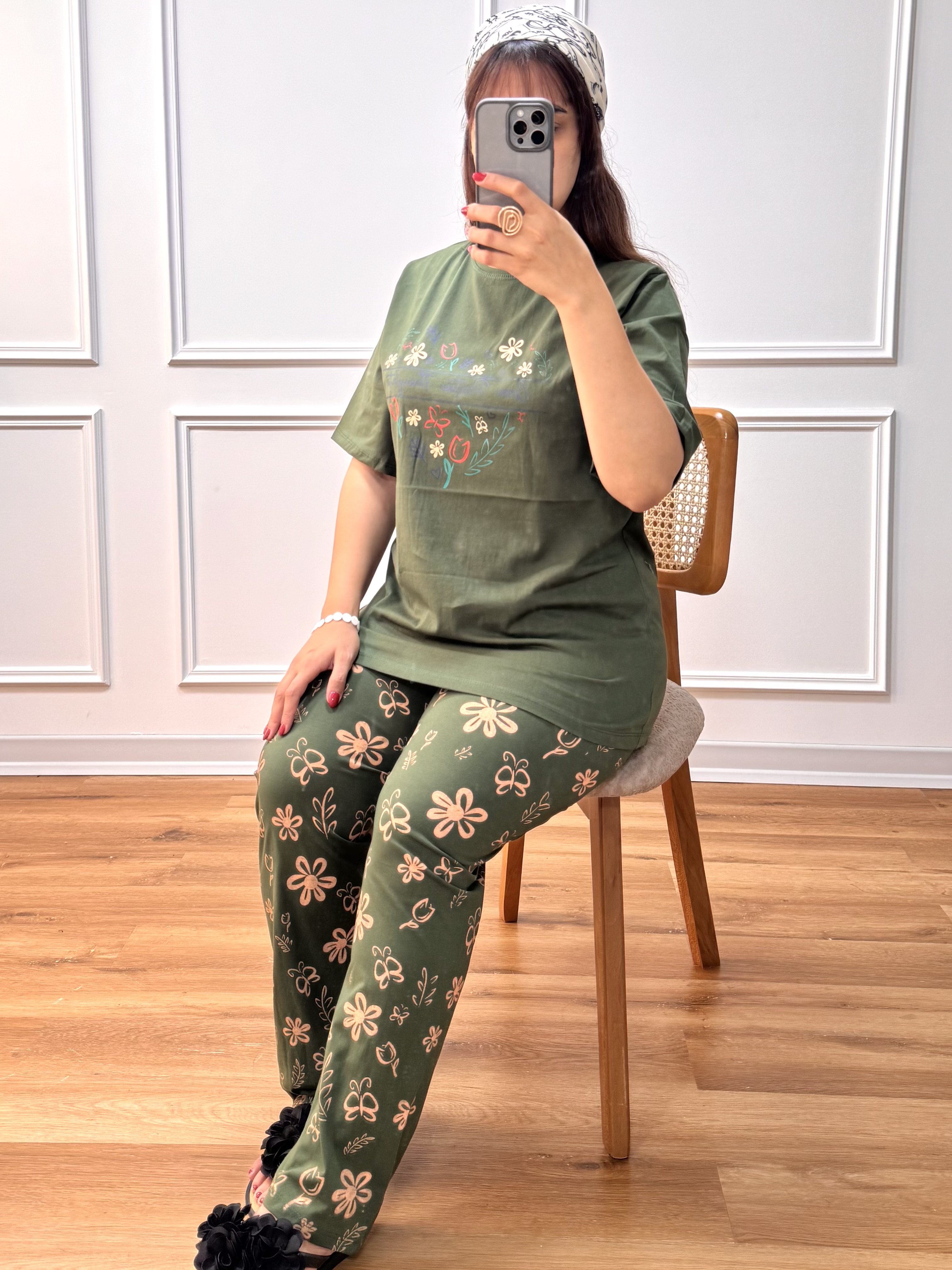ست تیشرت شلوار سایز بزرگ (گل لاله)
